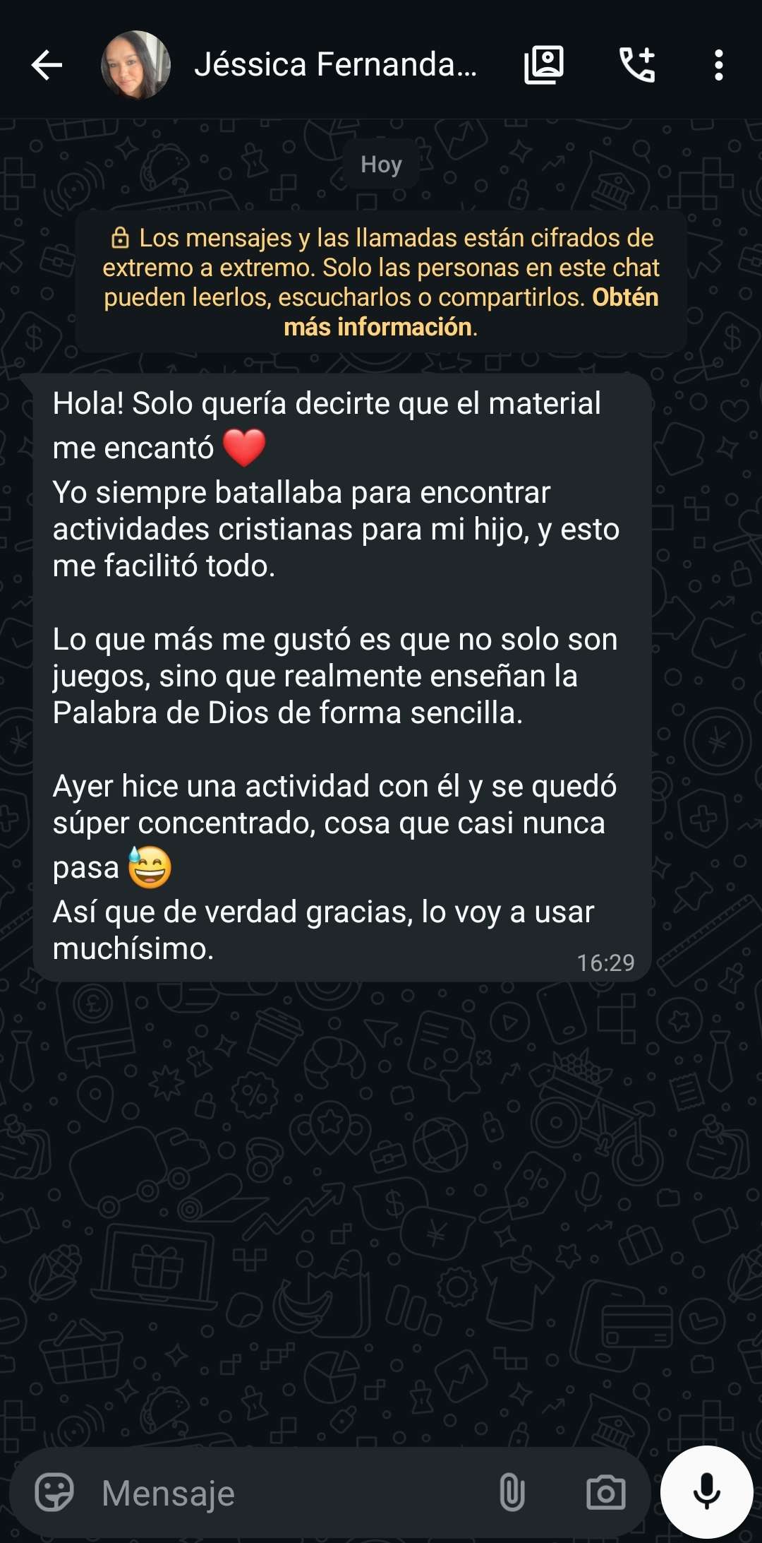 Testimonio WhatsApp 2